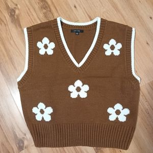 Love Tree daisy print sweater vest size L
